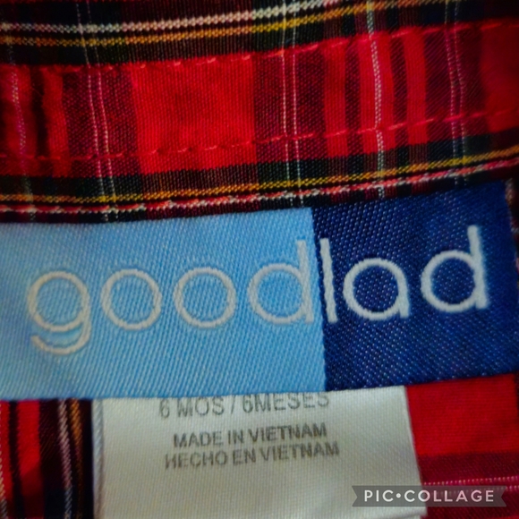 New Good Lad Corduroy Pants Red Plaid Button Down Shirt Outfit Holiday Infant 6m - Picture 9 of 11